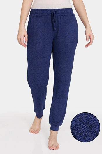 Buy Zivame Light Jaspe Knit Poly Loungewear Pants - Medieval Blue